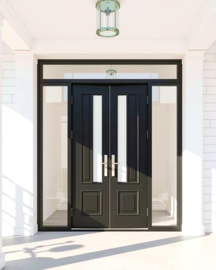 Black Doors with White Glass Panels - 25 White House Ideas With Black Doors