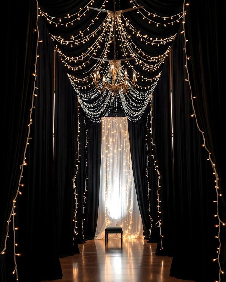 Black Drapery and Backdrops - 30 Black-Themed Wedding Ideas