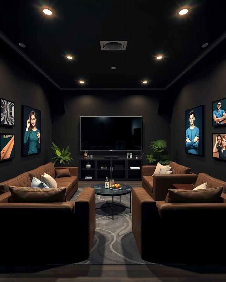 Black Entertainment Lounge - 30 black basement ideas