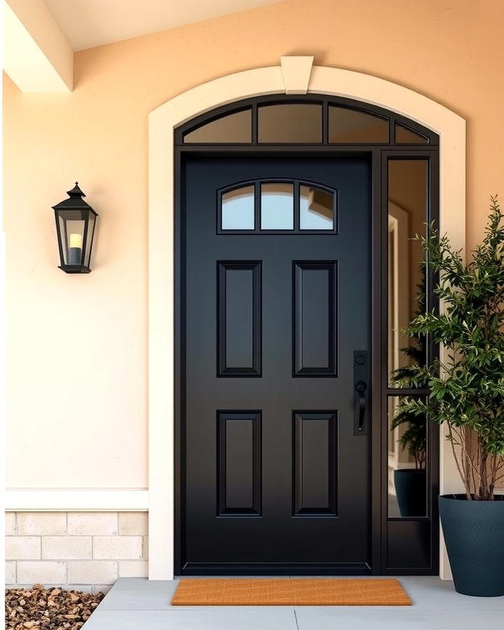 Black Entry Door with Beige Facade - 30 beige and black house exterior ideas