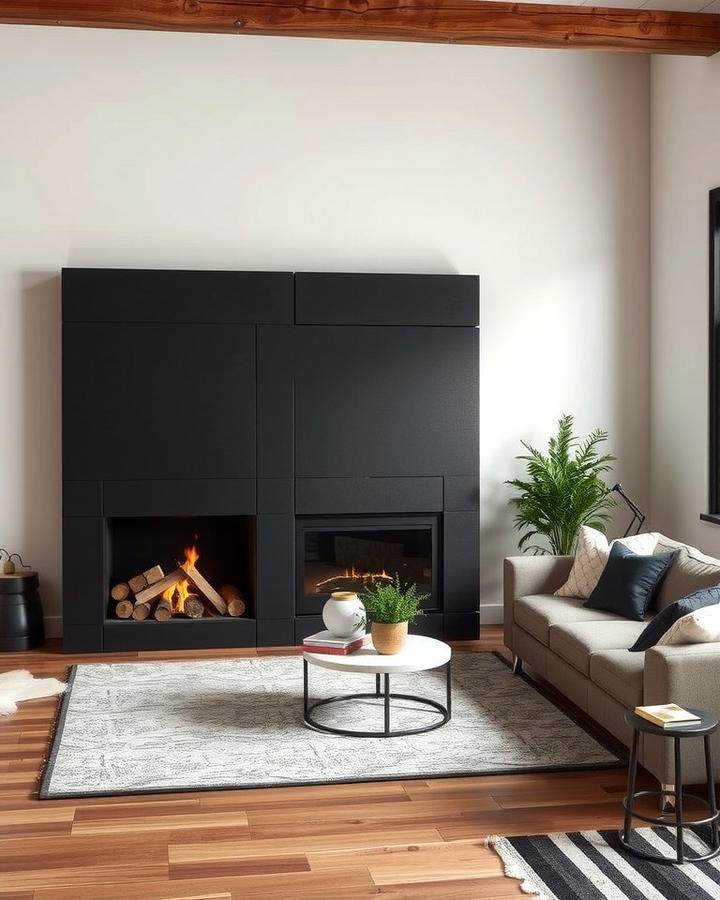 Black Fireplace Surround - 30 Black Living Room Ideas