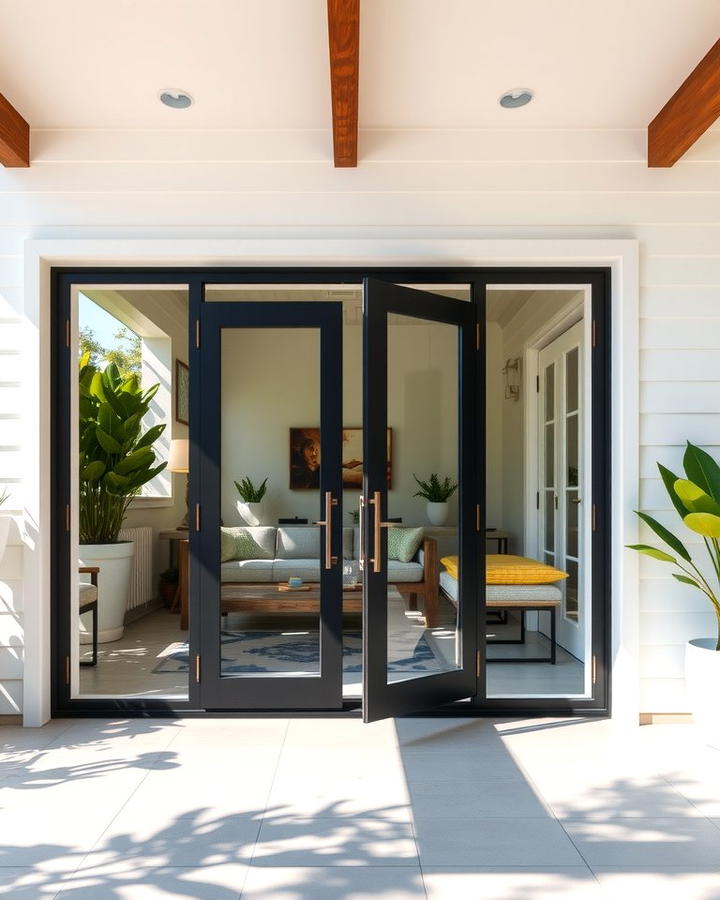 Black Framed Glass Doors for Seamless Indoor Outdoor Flow - 30 single story white house black trim