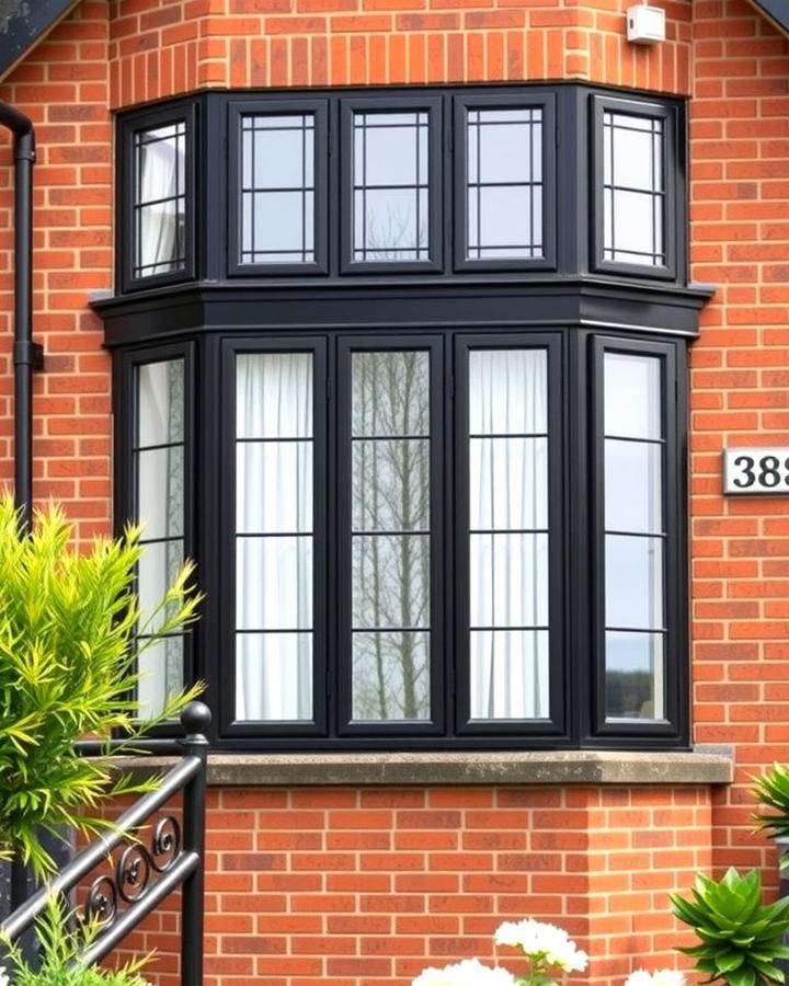 Black Framed Windows for Modern Contrast - 25 Red Brick House with Black Trim Design Ideas