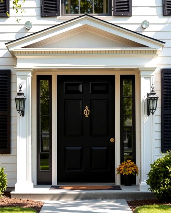 Black Front Door with White Siding - 25 White House Ideas With Black Doors