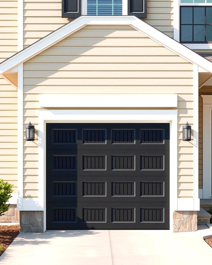 Black Garage Door on a Beige Exterior - 30 beige and black house exterior ideas