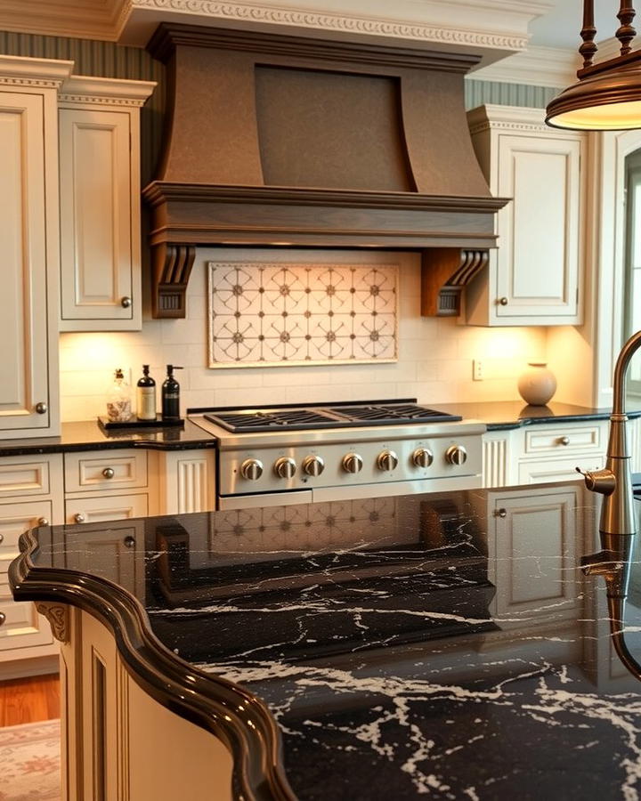 Black Granite with Beveled Edges - 30 Black Granite Countertops Kitchen Ideas