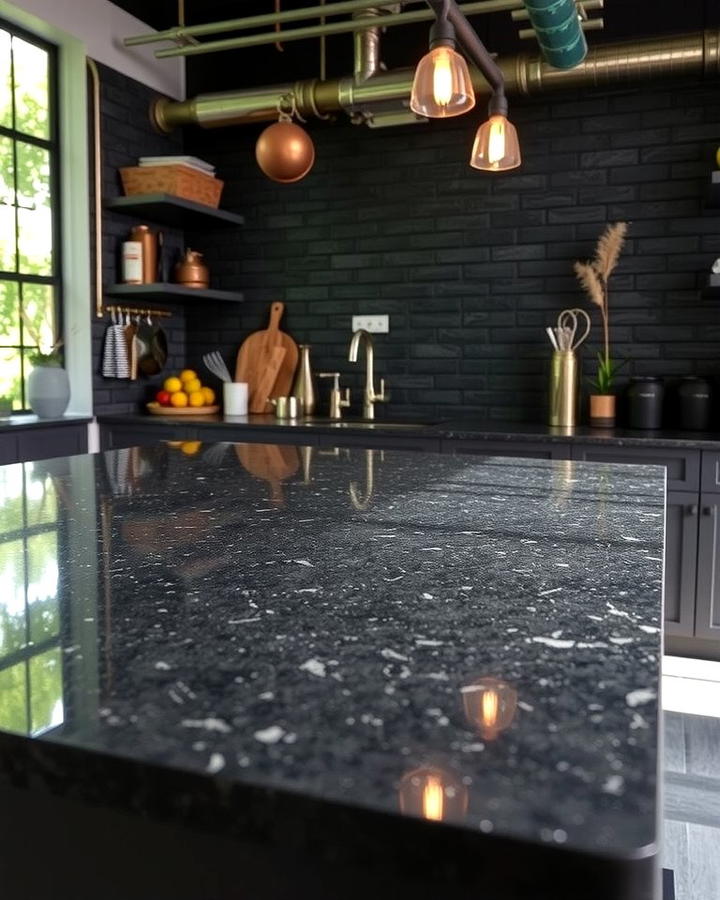 Black Granite with Leathered Finish for Subtle Sophistication - 30 Black Granite Countertops Kitchen Ideas