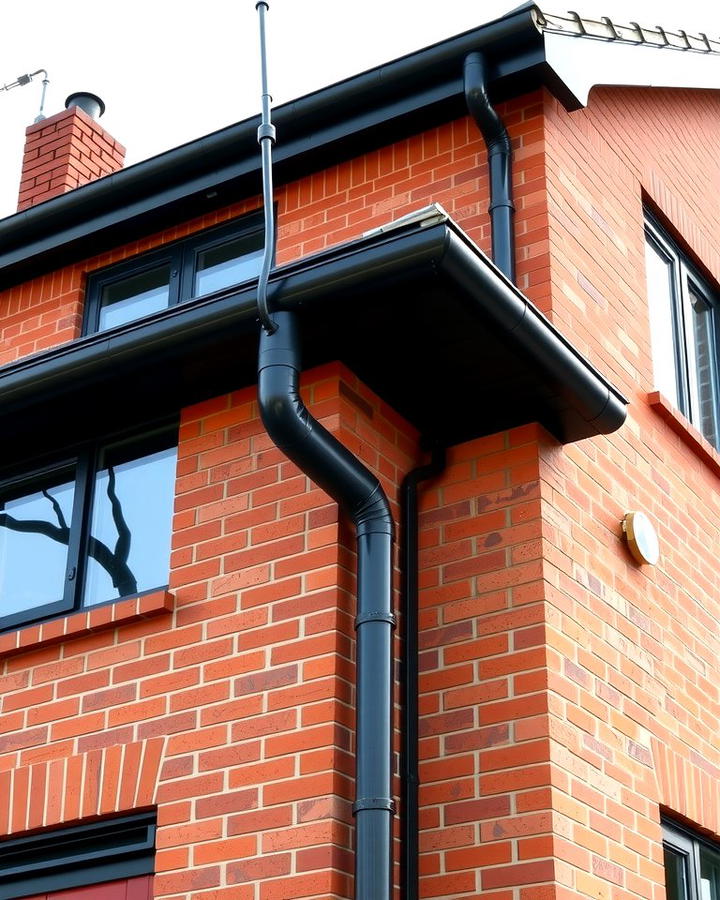 Black Gutters for Seamless Integration - 25 Red Brick House with Black Trim Design Ideas