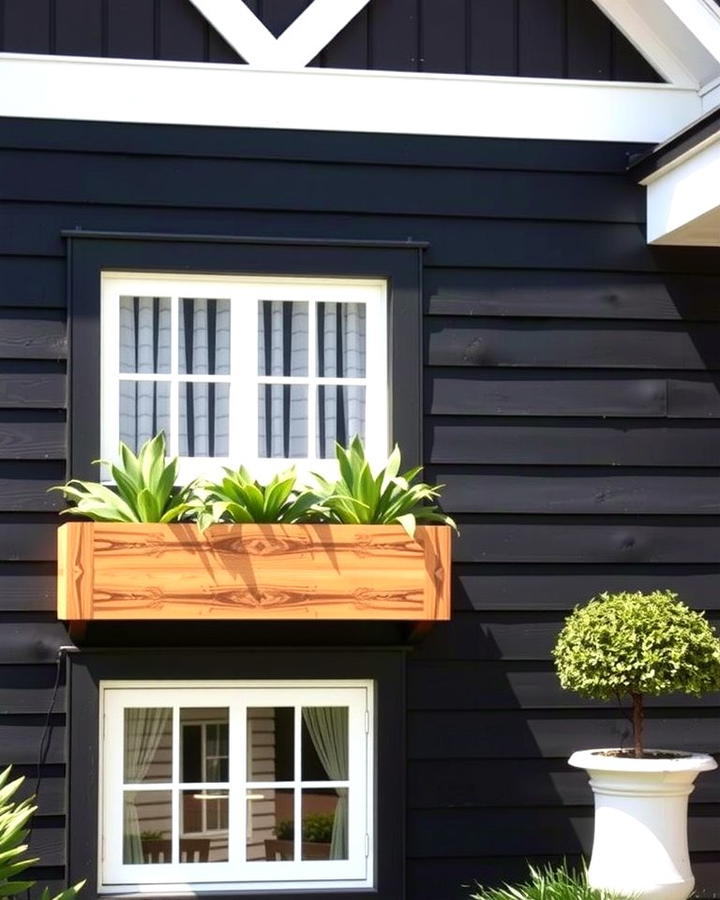 Black House with Cedar Flower Boxes - 30 Black House With Cedar Accents