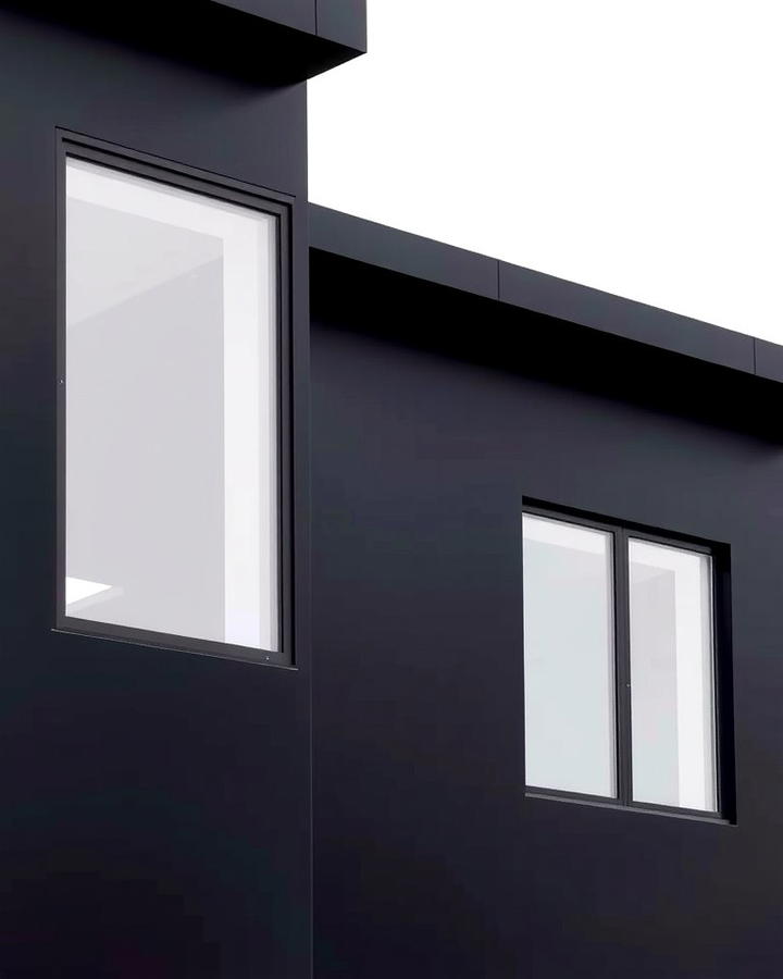 Black House with Minimalist Windows - 25 Modern Black Houses