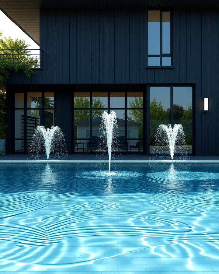 Black House with Water Features - 25 Modern Black Houses