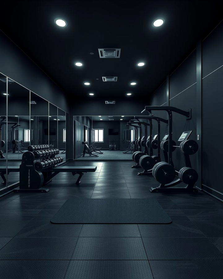 Black Inspired Home Gym - 30 black basement ideas