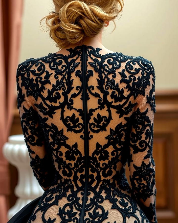 Black Lace Wedding Gown - 30 Black-Themed Wedding Ideas