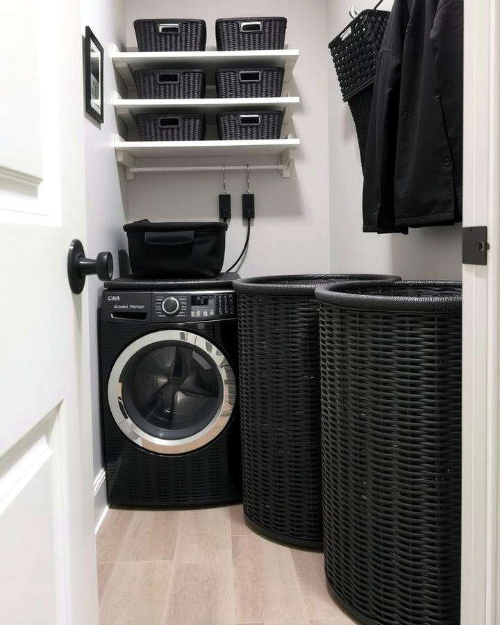 Black Laundry Baskets for Cohesion - 30 black laundry room ideas