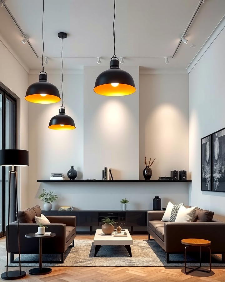 Black Lighting Fixtures - 30 Black Living Room Ideas