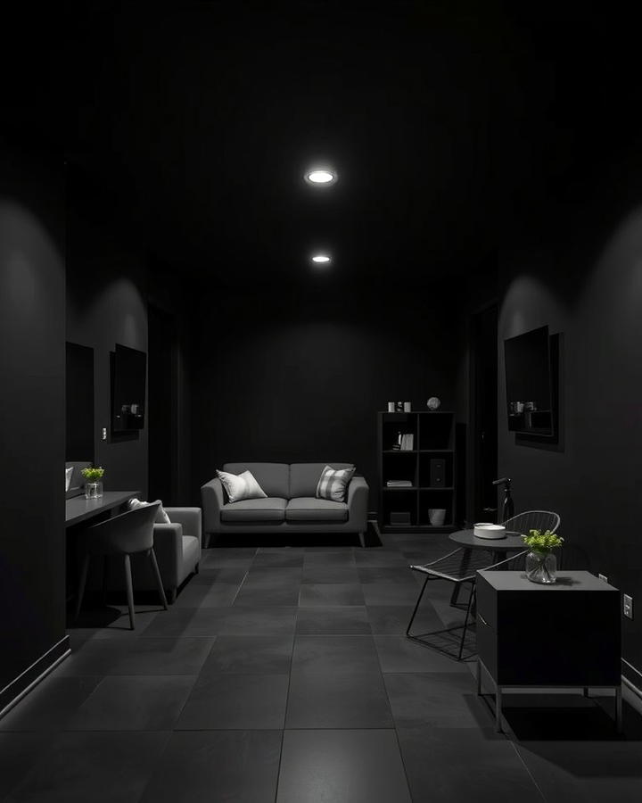 Black Minimalist Design - 30 black basement ideas