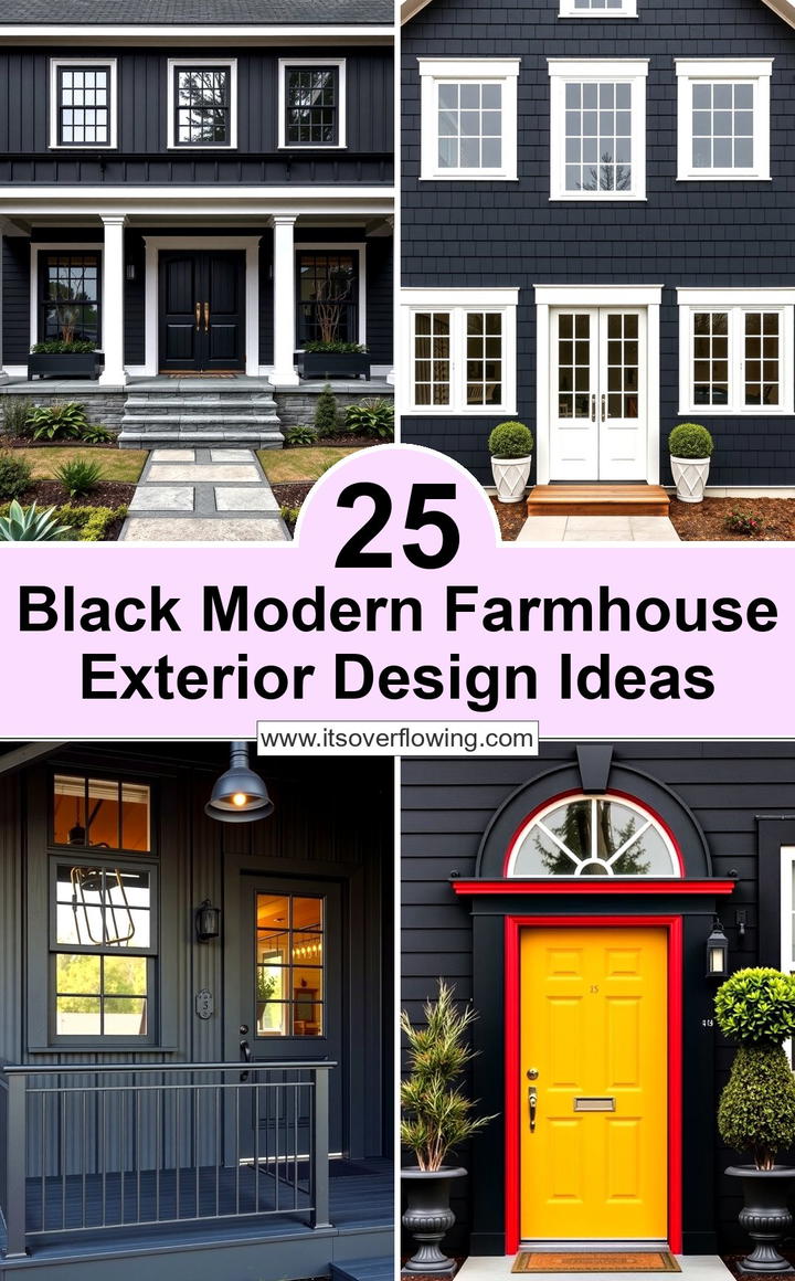 Black Modern Farmhouse Exterior Design Ideas