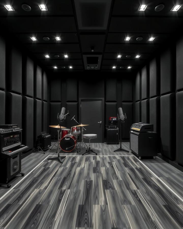 Black Music Studio - 30 black basement ideas