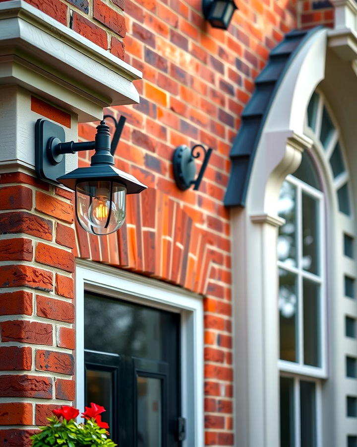 Black Outdoor Lighting Fixtures for a Cohesive Glow - 25 Red Brick House with Black Trim Design Ideas