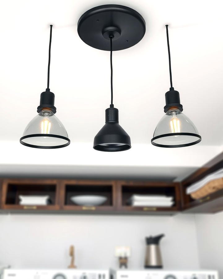 Black Pendant Lighting for a Statement - 30 black laundry room ideas