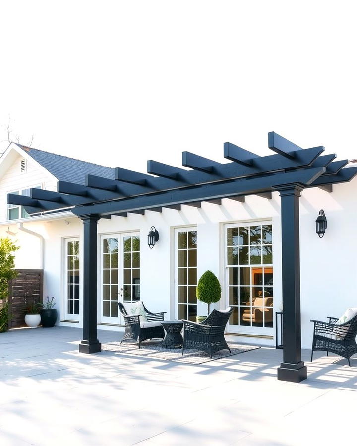 Black Pergola for a Stylish Outdoor Space - 30 single story white house black trim