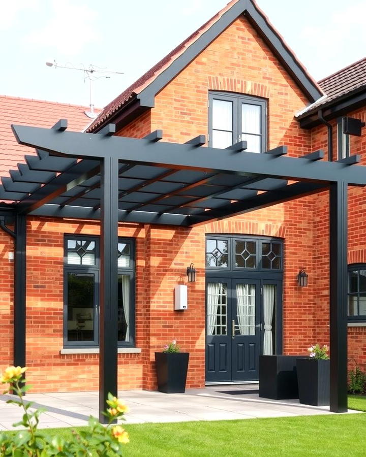 Black Pergola for a Stylish Outdoor Space - 25 Red Brick House with Black Trim Design Ideas