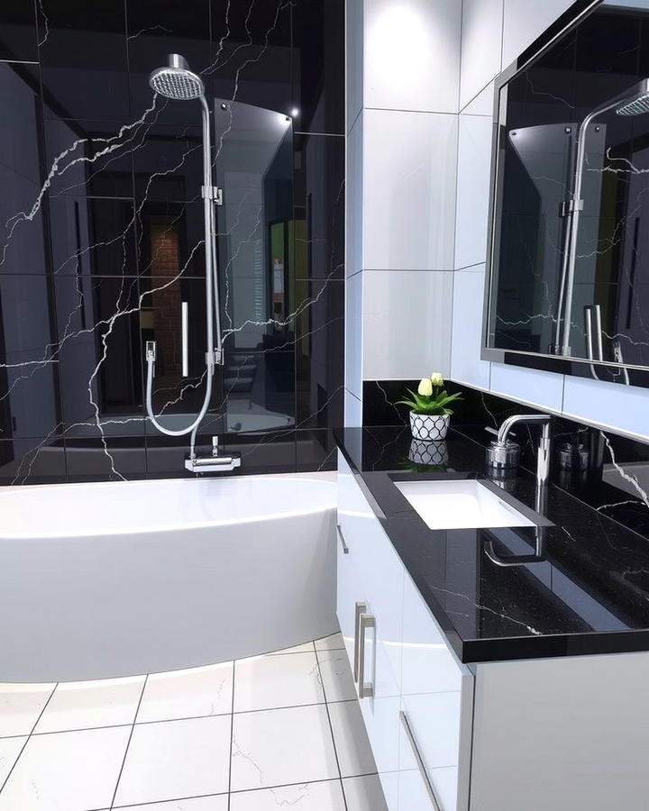 Black Quartz Countertops for Low Maintenance - 30 bathroom with black countertops ideas