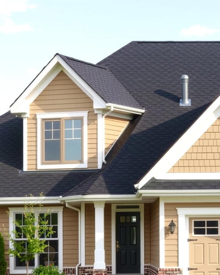 Black Roof Paired with Beige Siding - 30 beige and black house exterior ideas