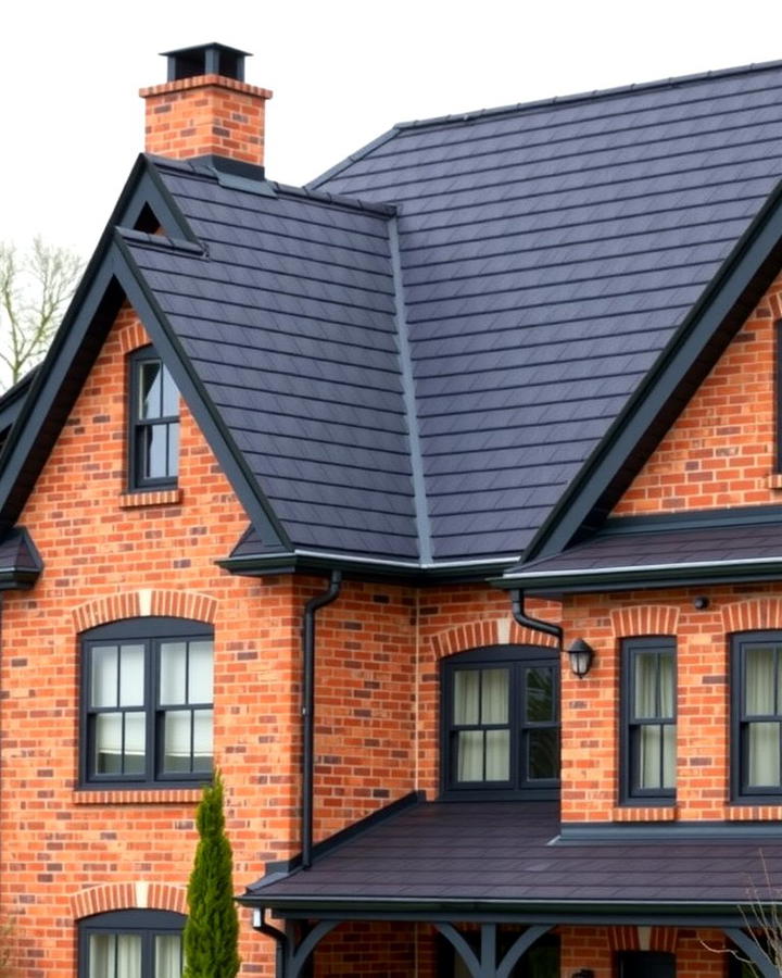 Black Roof Shingles for a Unified Look - 25 Red Brick House with Black Trim Design Ideas