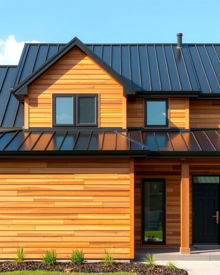 Black Roof with Horizontal Wood Siding - 30 Exterior Home with a Black Roof Ideas