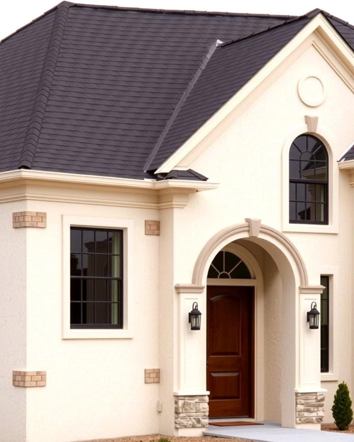 Black Roof with Neutral Stucco Walls - 30 Exterior Home with a Black Roof Ideas