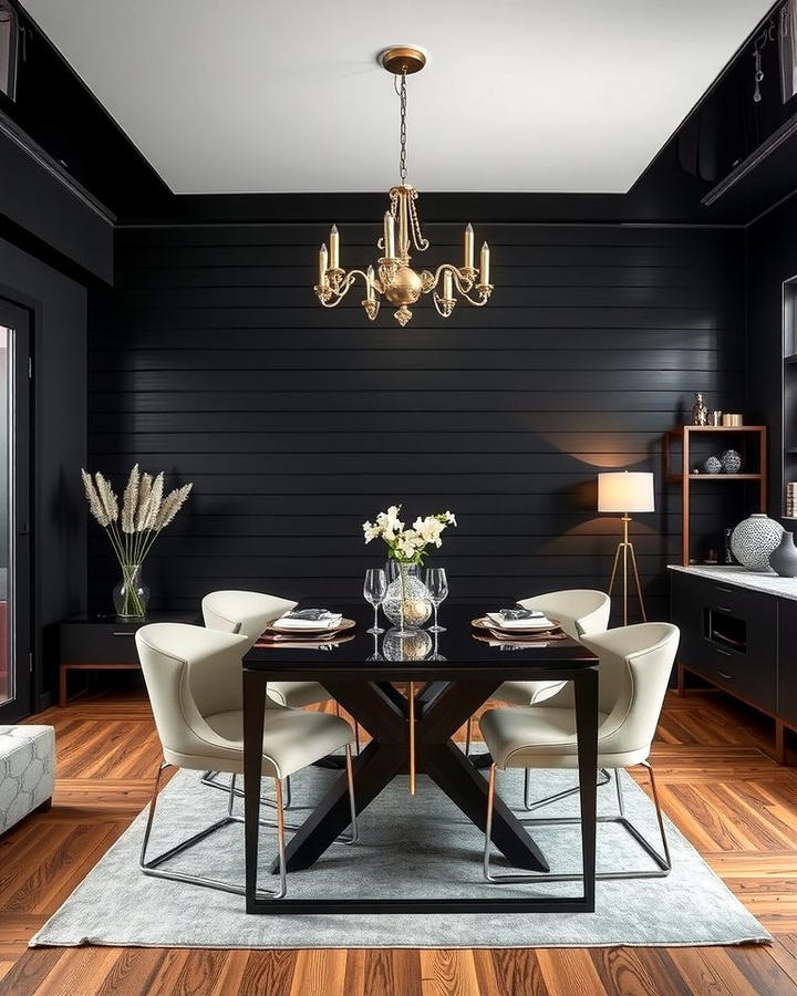 Black Shiplap Statement Wall - 25 Shiplap Dining Room Wall Ideas