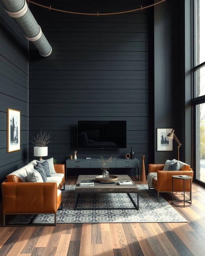 Black Shiplap Walls for Drama - 25 Shiplap Living Room Ideas