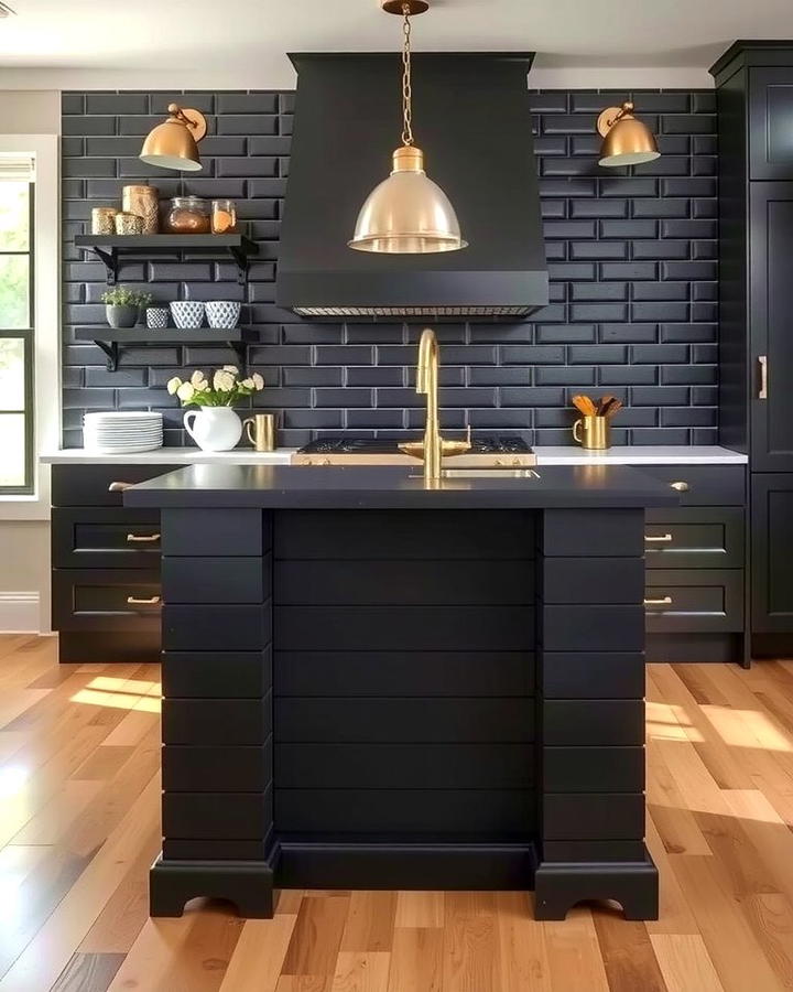 Black Shiplap for Bold Sophistication - 25 Shiplap Kitchen Island Ideas