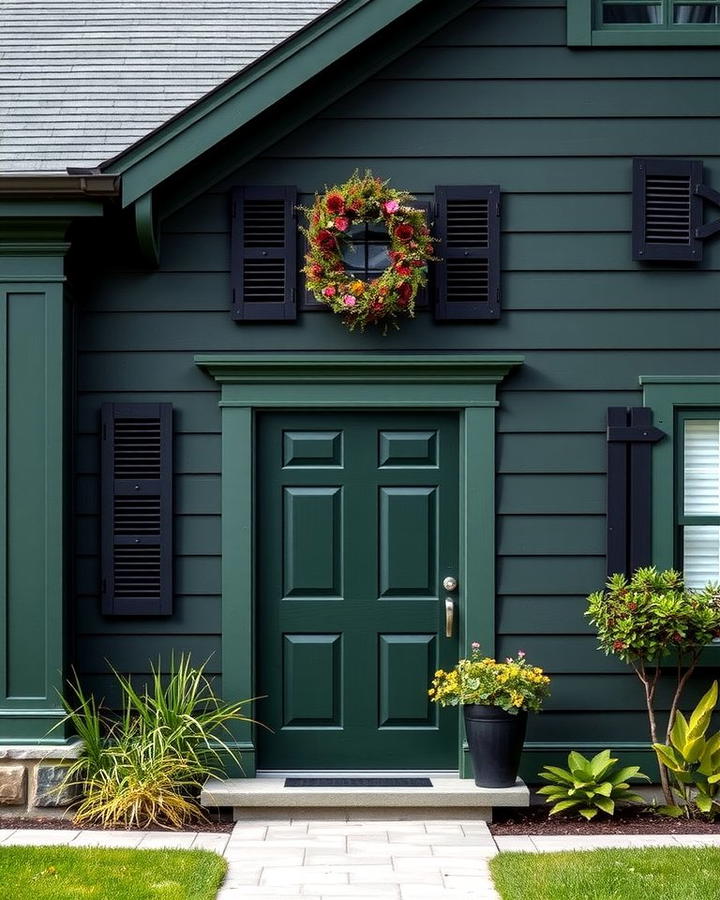 Black Shutters for Drama - 30 Dark Green Exterior Ideas