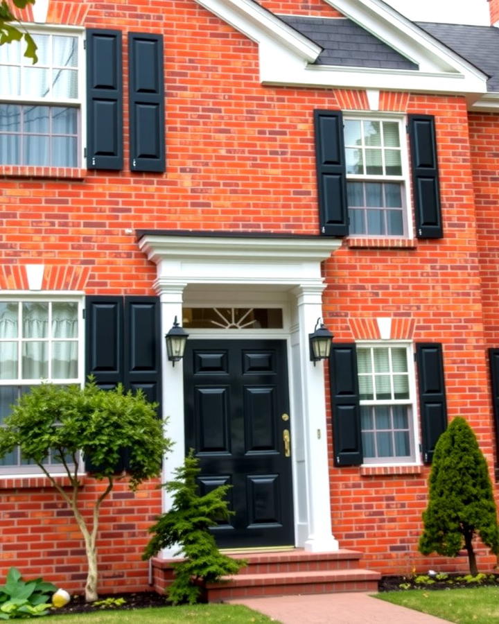 Black Shutters for a Classic Accent - 25 Red Brick House with Black Trim Design Ideas