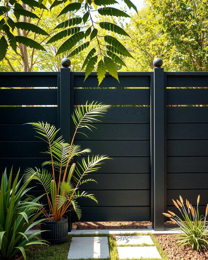 Black Slatted Fence for Sleek Sophistication - 25 Small Garden Fence Ideas