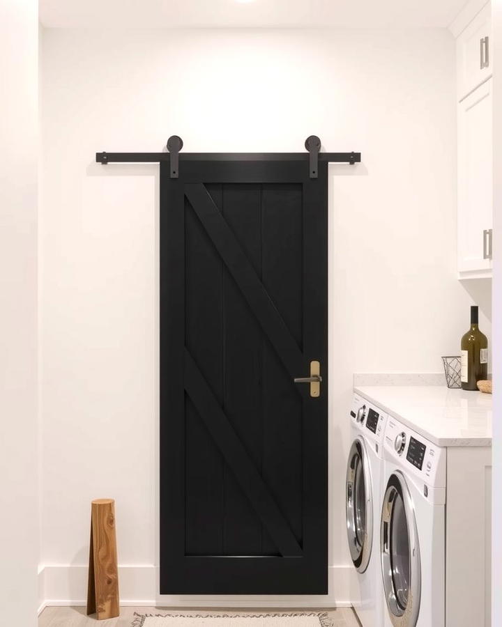 Black Sliding Barn Door for Style and Function - 30 black laundry room ideas