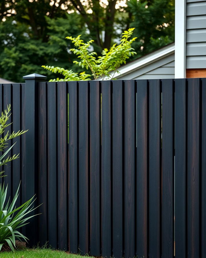 Black Stained Wood Fence - 25 Wood Fence Ideas