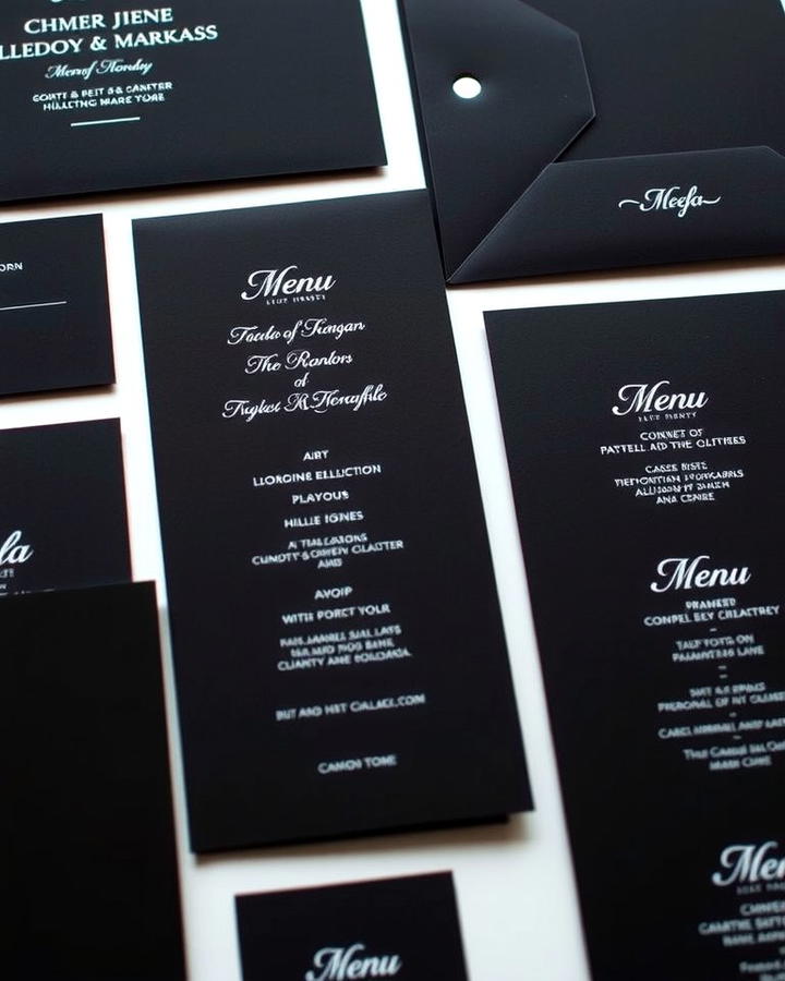 Black Stationery Suite - 30 Black-Themed Wedding Ideas