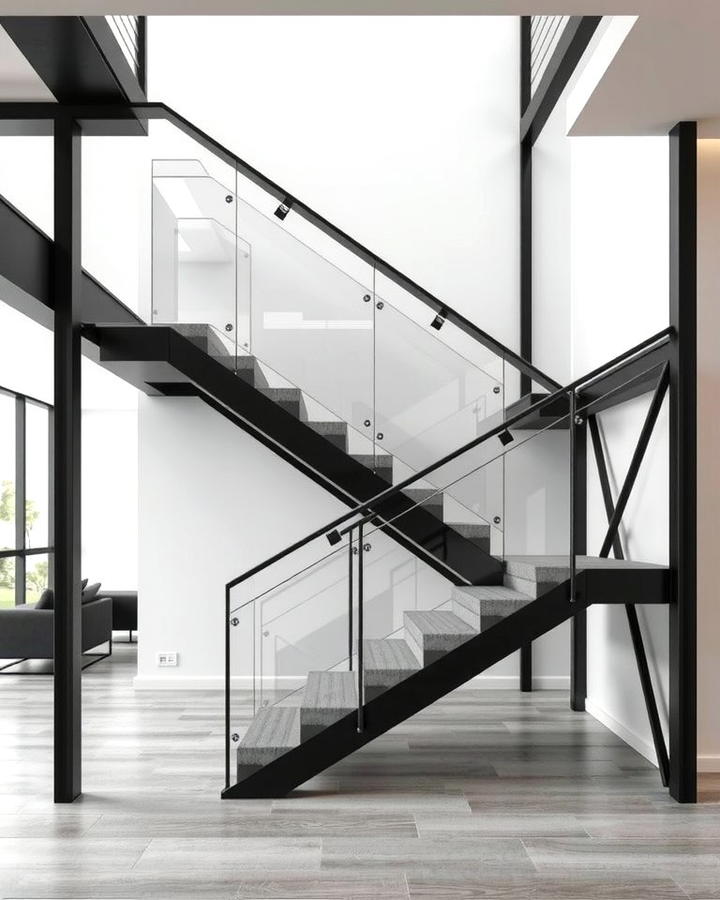 Black Steel Frames - 30 Open Staircase Ideas