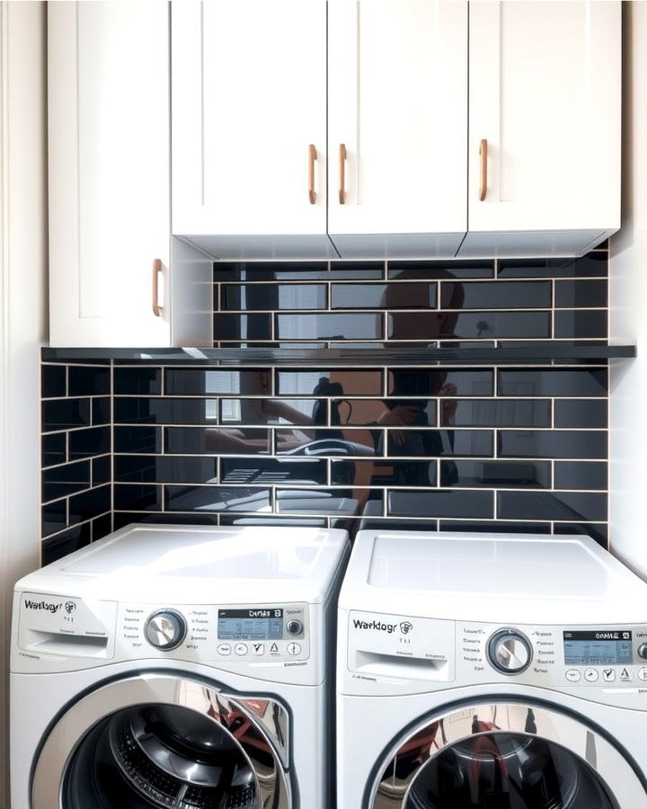 Black Subway Tile Backsplash for Texture - 30 black laundry room ideas