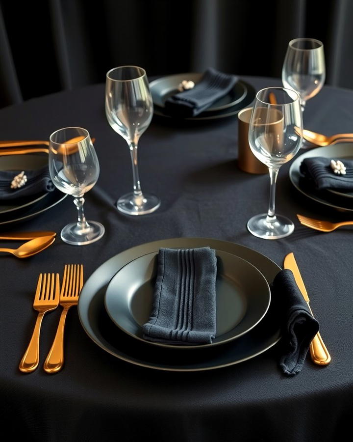 Black Themed Table Settings - 30 Black-Themed Wedding Ideas