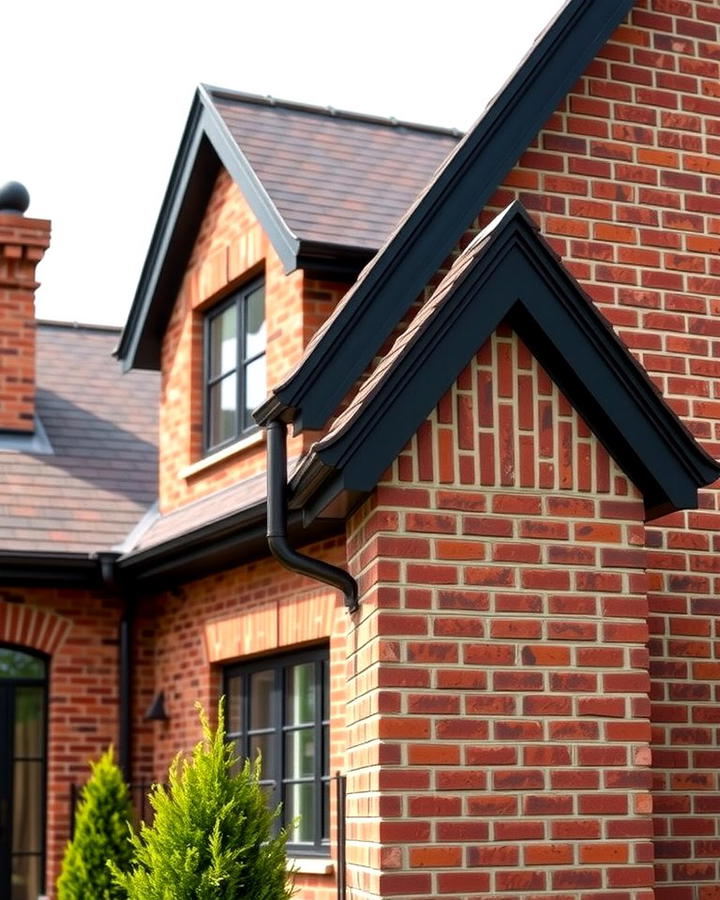 Black Trim for Gabled Rooflines - 25 Red Brick House with Black Trim Design Ideas