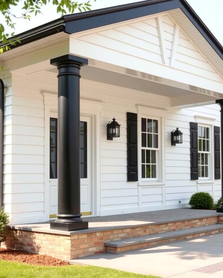 Black Trim on Outdoor Columns for Added Sophistication - 30 single story white house black trim