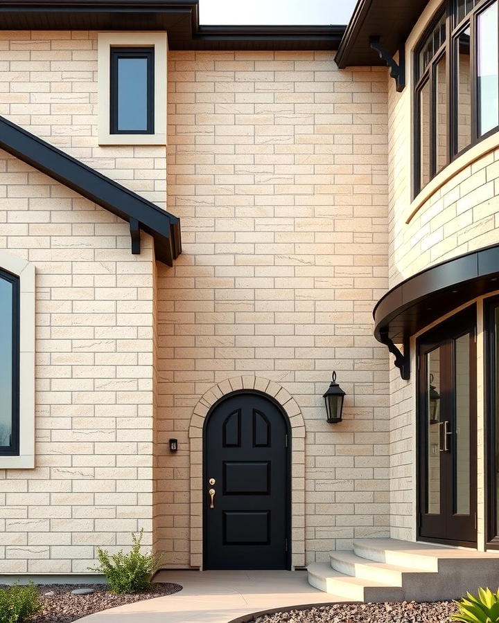 Black Trim with Beige Stonework - 30 beige and black house exterior ideas