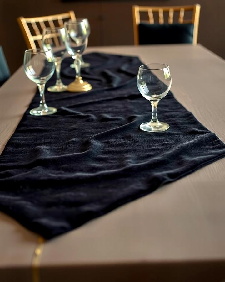 Black Velvet Table Runners - 30 Black-Themed Wedding Ideas