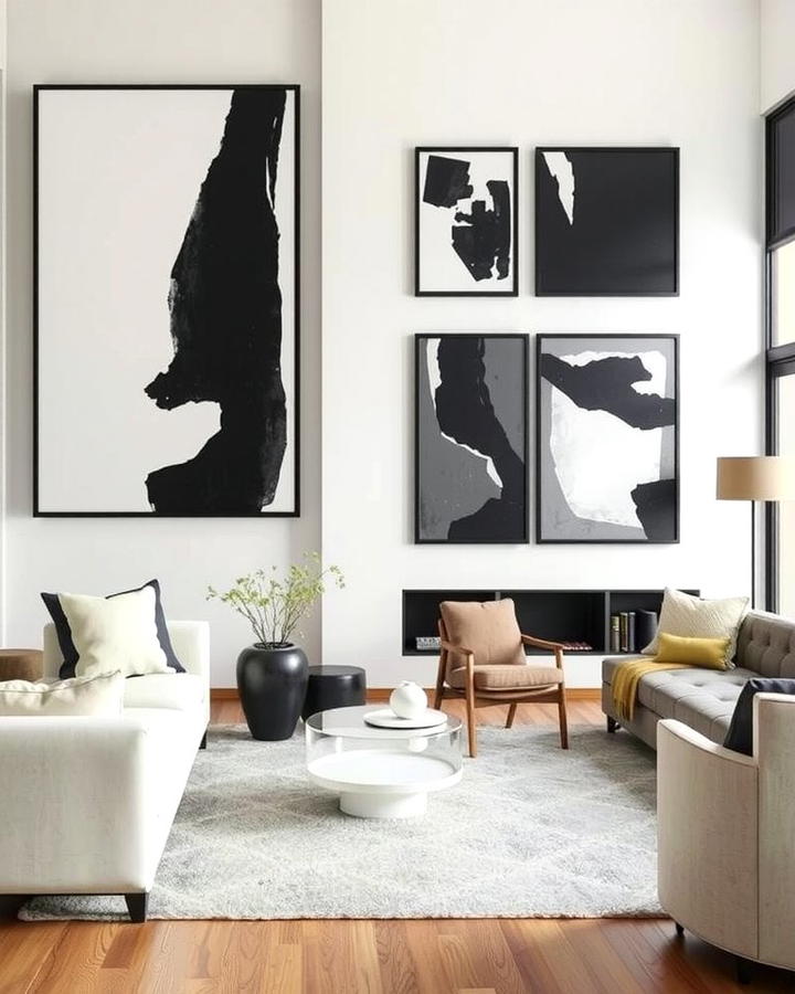 Black Wall Art - 30 Black Living Room Ideas