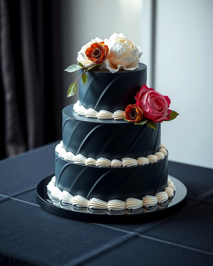 Black Wedding Cake 2 - 30 Black-Themed Wedding Ideas