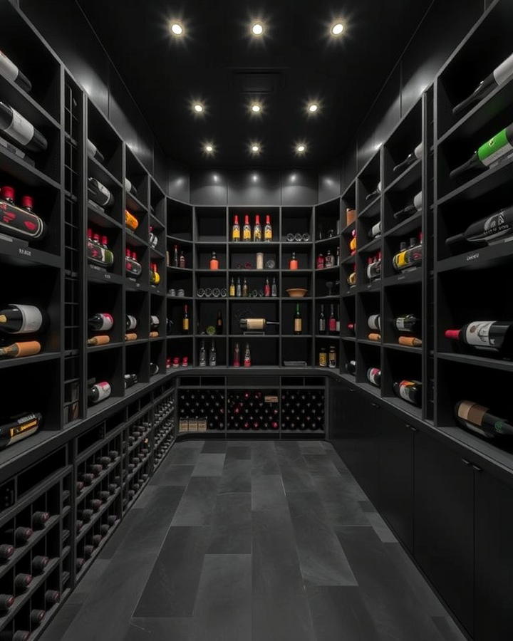 Black Wine Cellar - 30 black basement ideas